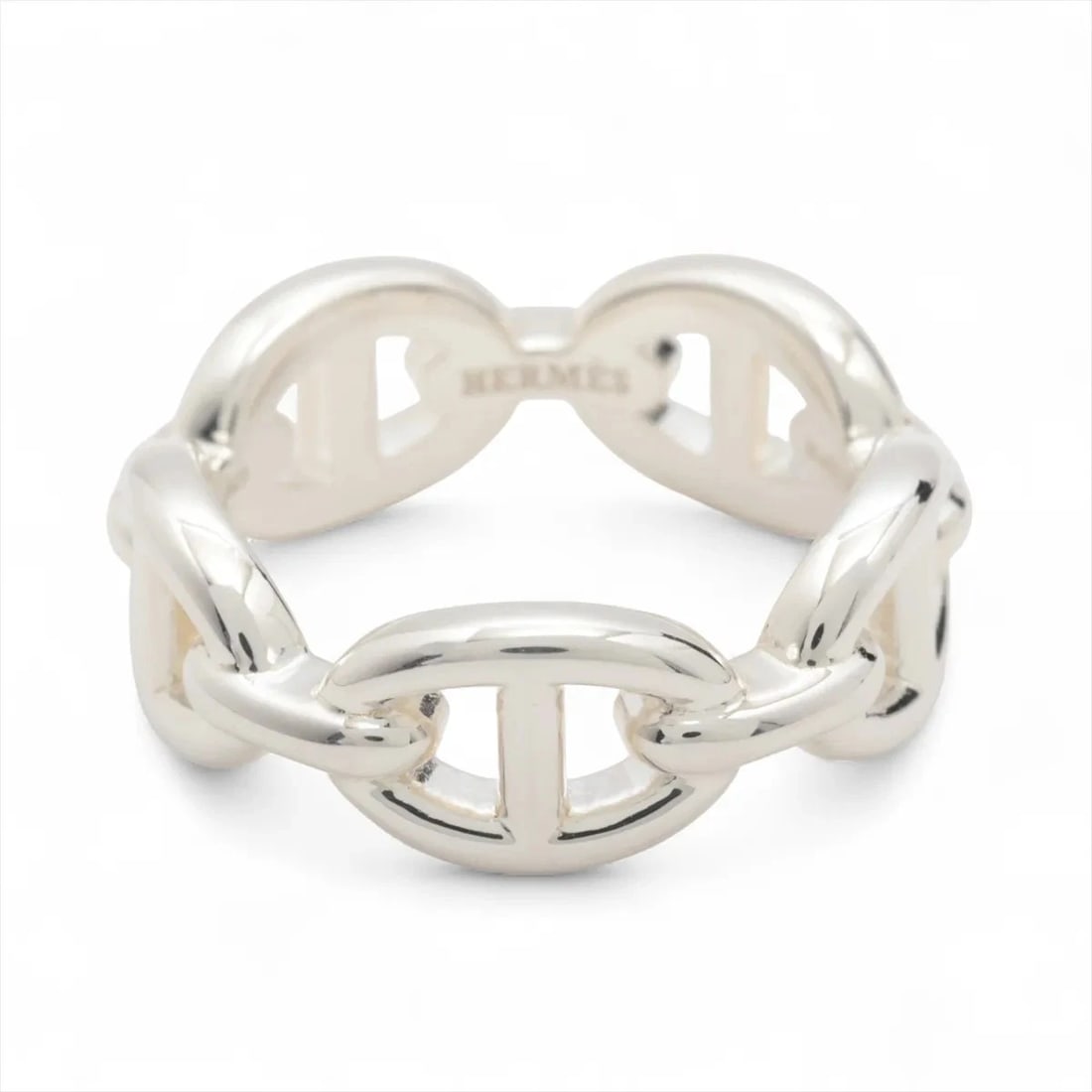 HERMES RING 925 SILVER: Hermes Ring 925 Silver Brand: Hermes Type/Style: Ring Material: 925 Color: Silver Size: 5.5 - 5.75 US Accessories: None Accessories Notice: When purchasing pre-owned goods, please refer to