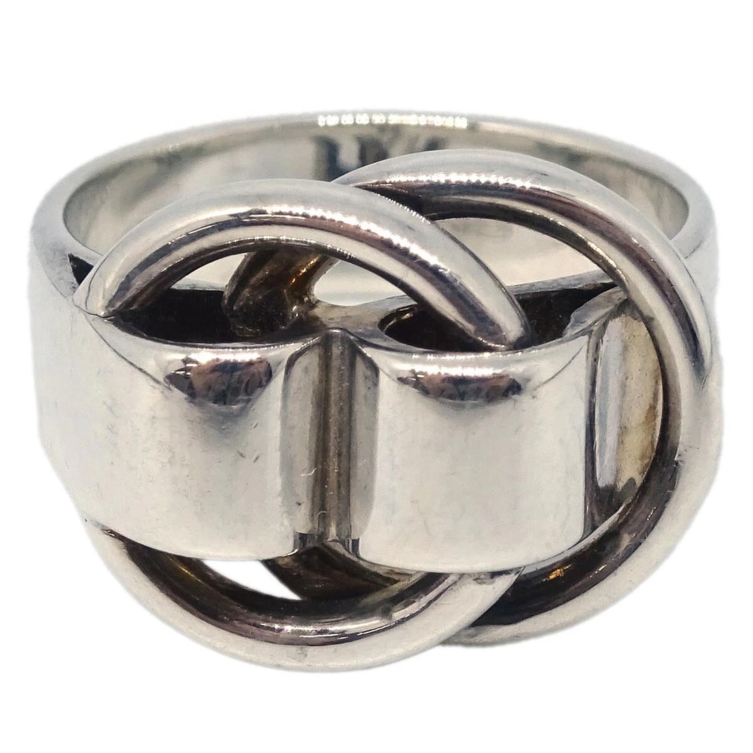 HERMES RING SILVER: Hermes Ring Silver Brand: HERMES Type/Style: Ring Material: Silver Plated Color: silver Size: US 5.25 Accessories: None Accessories Notice: When purchasing pre-owned goods, please refer to the photos