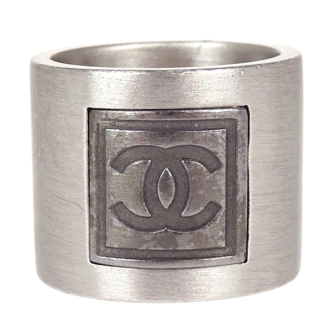 CHANEL SILVER RING: Chanel Silver Ring Brand: Chanel Type/Style: Ring Material: Silver Plated Color: silver Size: 6.25 - 6.5 US Accessories: None Accessories Notice: When purchasing pre-owned goods, please re