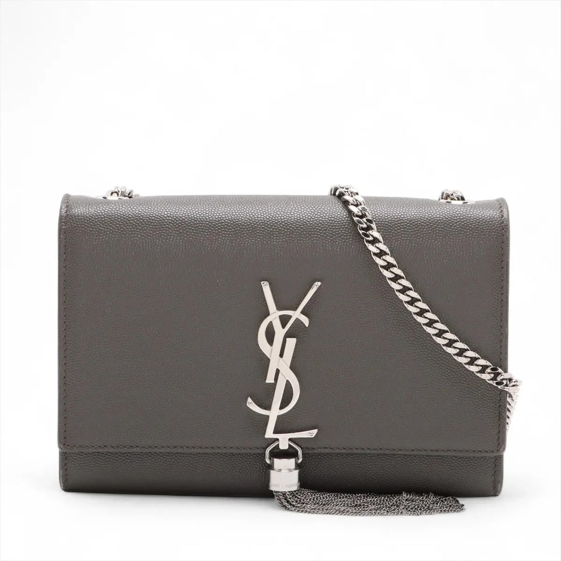 SAINT LAURENT PARIS CLASSIC LEATHER CHAIN SHOULDER BAG: Saint Laurent Paris Classic Leather Chain Shoulder Bag Brand: Saint Laurent Paris Type/Style: Shoulder bag Material: Leather Color: Gray Size: Height:5.5inchLength:7.9inchDepth:1.8inch Accessories