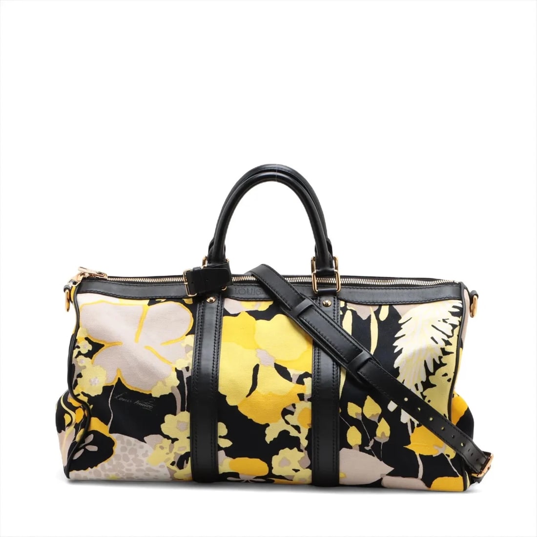 LOUIS VUITTON TOILE X KAN ONE KEEPALL 50 YELLOW X BLACK: Louis Vuitton Toile x Kan One Keepall 50 yellow x black Brand: Louis Vuitton Type/Style: Boston bag Material: None Color: yellow x black Size: Height:11.0inchLength:20.5inchDepth:8.7inch Accessori