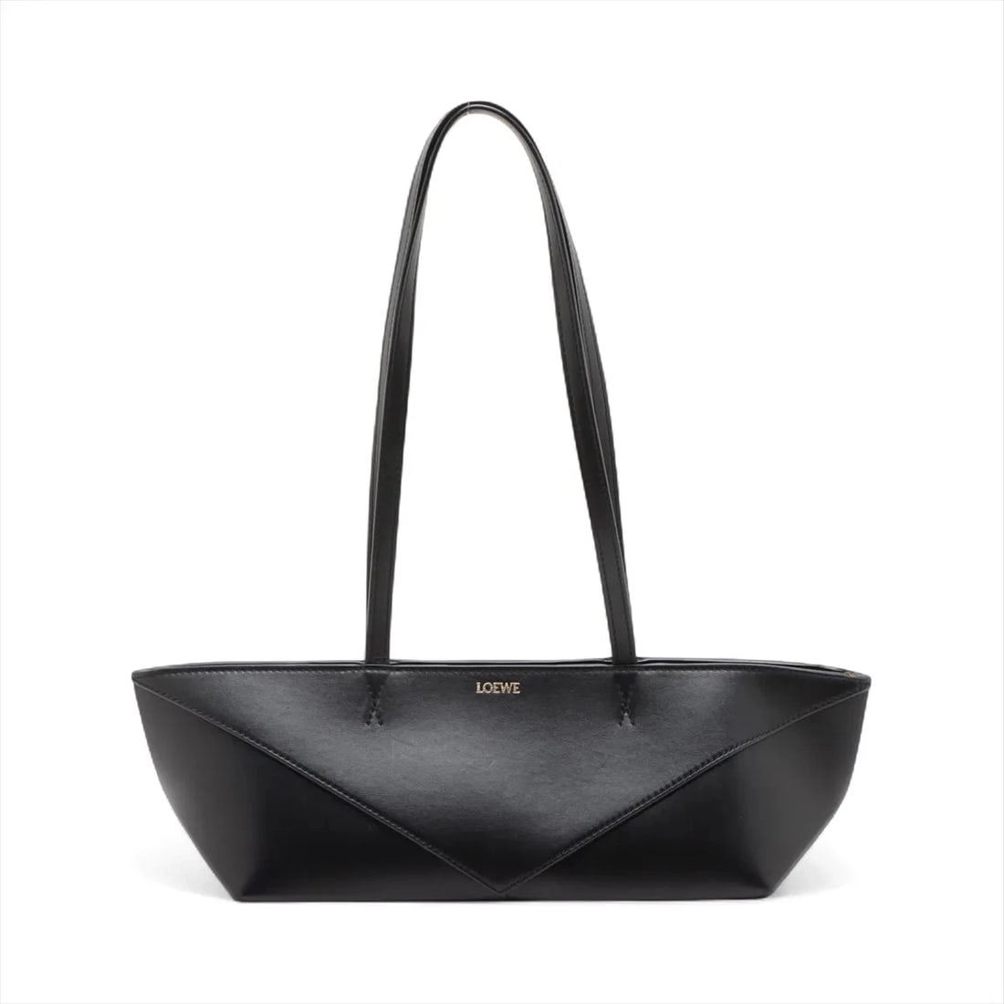 LOEWE PUZZLE FOLD CROPPED LEATHER SHOULDER BAG BLACK: Loewe puzzle fold cropped Leather Shoulder bag Black Brand: Loewe Type/Style: Shoulder bag Material: Leather Color: Black Size: Height:4.3inchLength:10.8inchDepth:4.7inch Accessories: None