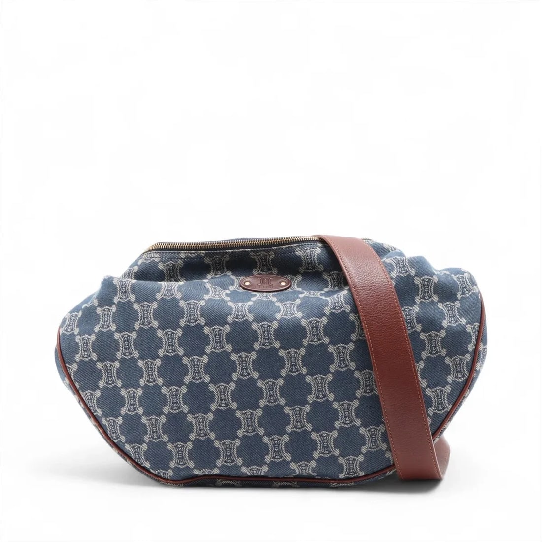 CELINE PARIS MACADAM DENIM & LEATHER SHOULDER BAG BLUE X BROWN: Celine Paris Macadam Denim & leather Shoulder bag blue x brown Brand: Celine Type/Style: Shoulder bag Material: Denim & leather Color: blue x brown Size: Height:12.2inchLength:17.3inchDepth:3.1inch