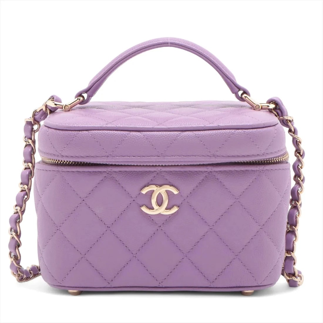 CHANEL MATELASSE GRAINED CALFSKIN 2 WAY SHOULDER BAG: Chanel Matelasse Grained Calfskin 2 Way Shoulder Bag Brand: Chanel Type/Style: Shoulder bag Material: Caviar Skin Color: Purple Size: Height:4.1inchLength:5.9inchDepth:4.5inch Accessories: None