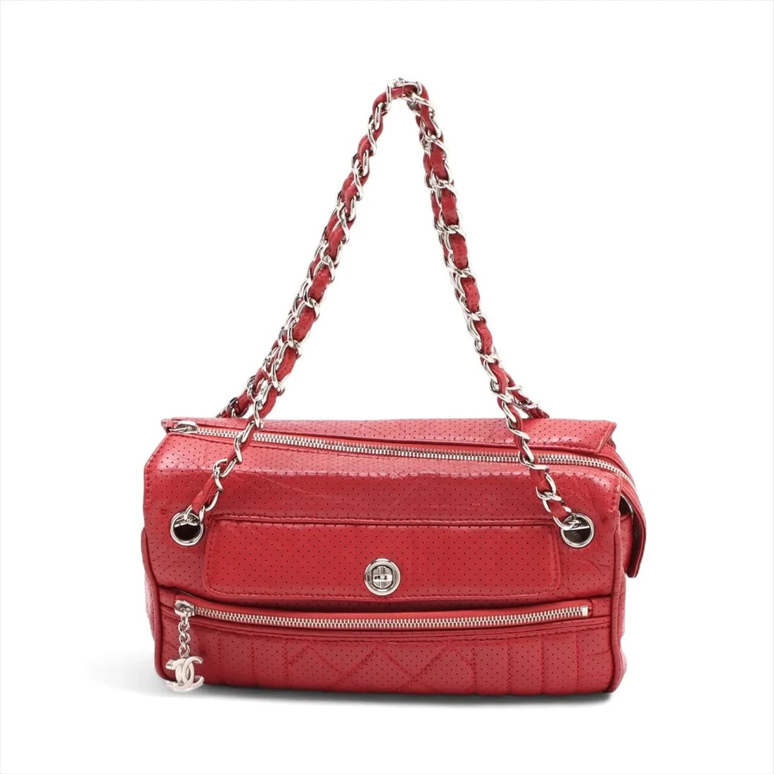 CHANEL MATELASSE LEATHER CHAIN SHOULDER BAG: Chanel Matelasse Leather Chain Shoulder Bag Brand: Chanel Type/Style: Shoulder bag Material: Leather Color: Red Size: Height:5.9inchLength:10.4inchDepth:4.3inch Accessories: None Accessori