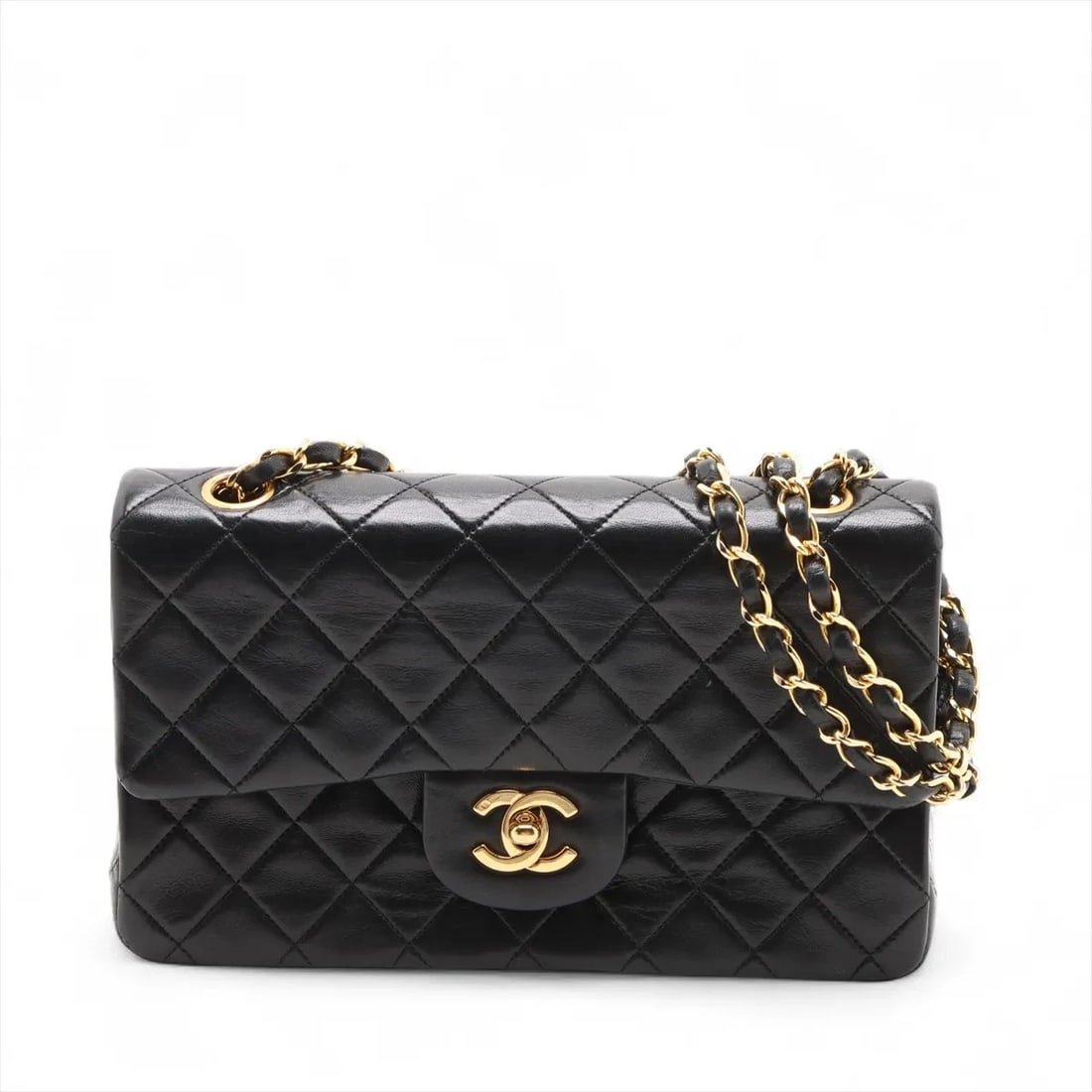 CHANEL MATELASSE 23 SMALL LAMBSKIN CHAIN BAG BLACK: Chanel Matelasse 23 Small Lambskin Chain Bag Black Brand: Chanel Type/Style: Shoulder bag Material: Lambskin Color: Black Size: Height:5.7inchLength:9.1inchDepth:2.4inch Accessories: None