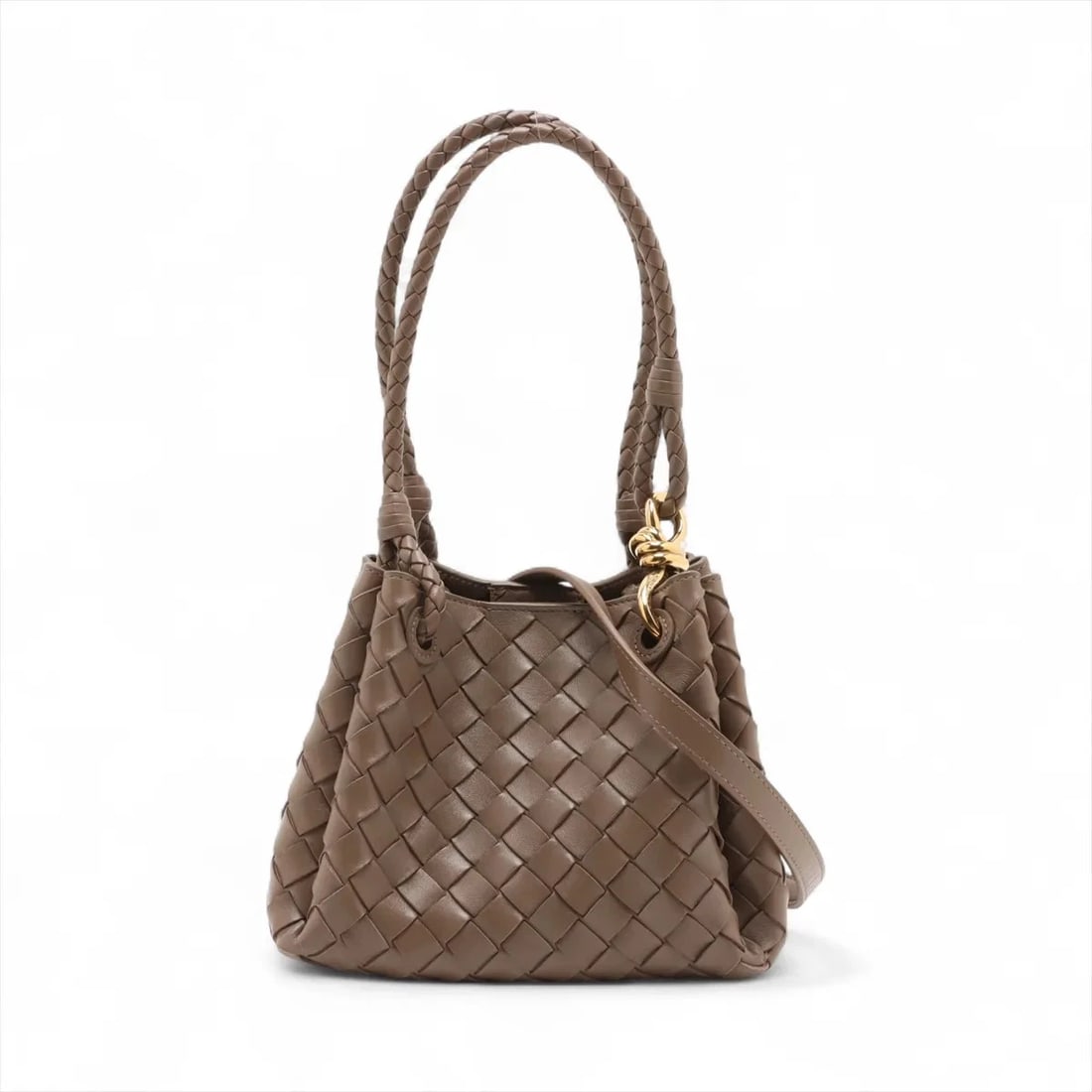 BOTTEGA VENETA INTRECCIATO SMALL PARACHUTES LEATHER 2 WAY HANDBAG BROWN: Bottega Veneta Intrecciato Small parachutes Leather 2 Way Handbag Brown Brand: Bottega Veneta Type/Style: Hand bag Material: Leather Color: Brown Size: Height:6.9inchLength:8.3inchDepth:6.1inch Ac