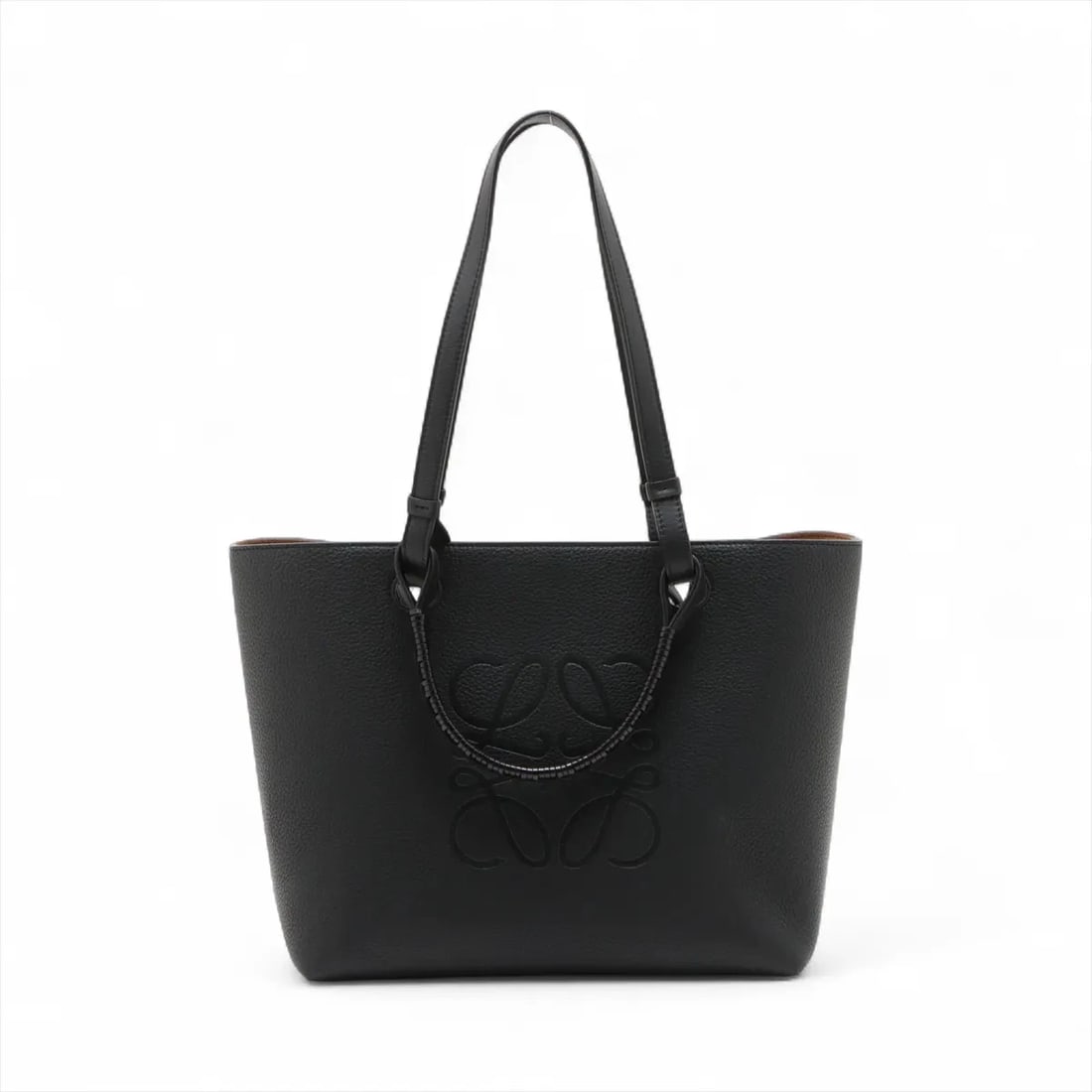 LOEWE ANAGRAM LEATHER 2 WAY TOTE BAG BLACK (1 of 5)