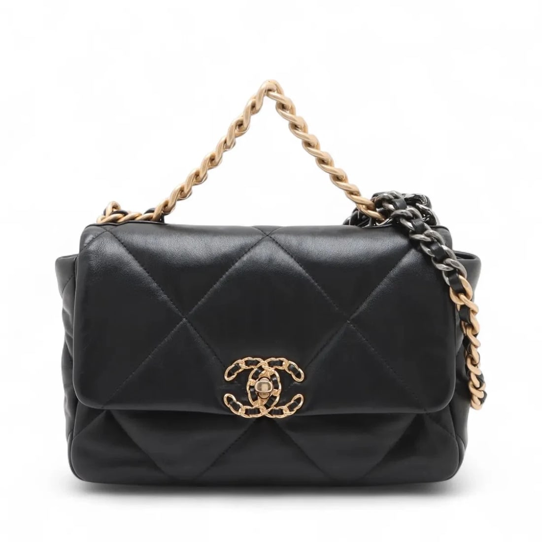 CHANEL CHANEL 19 LAMBSKIN 2 WAY SHOULDER BAG: Chanel CHANEL 19 Lambskin 2 Way Shoulder Bag Brand: Chanel Type/Style: Shoulder bag Material: Lambskin Color: Black Size: Height:6.5inchLength:10.0inchDepth:3.1inch Accessories: None Acces