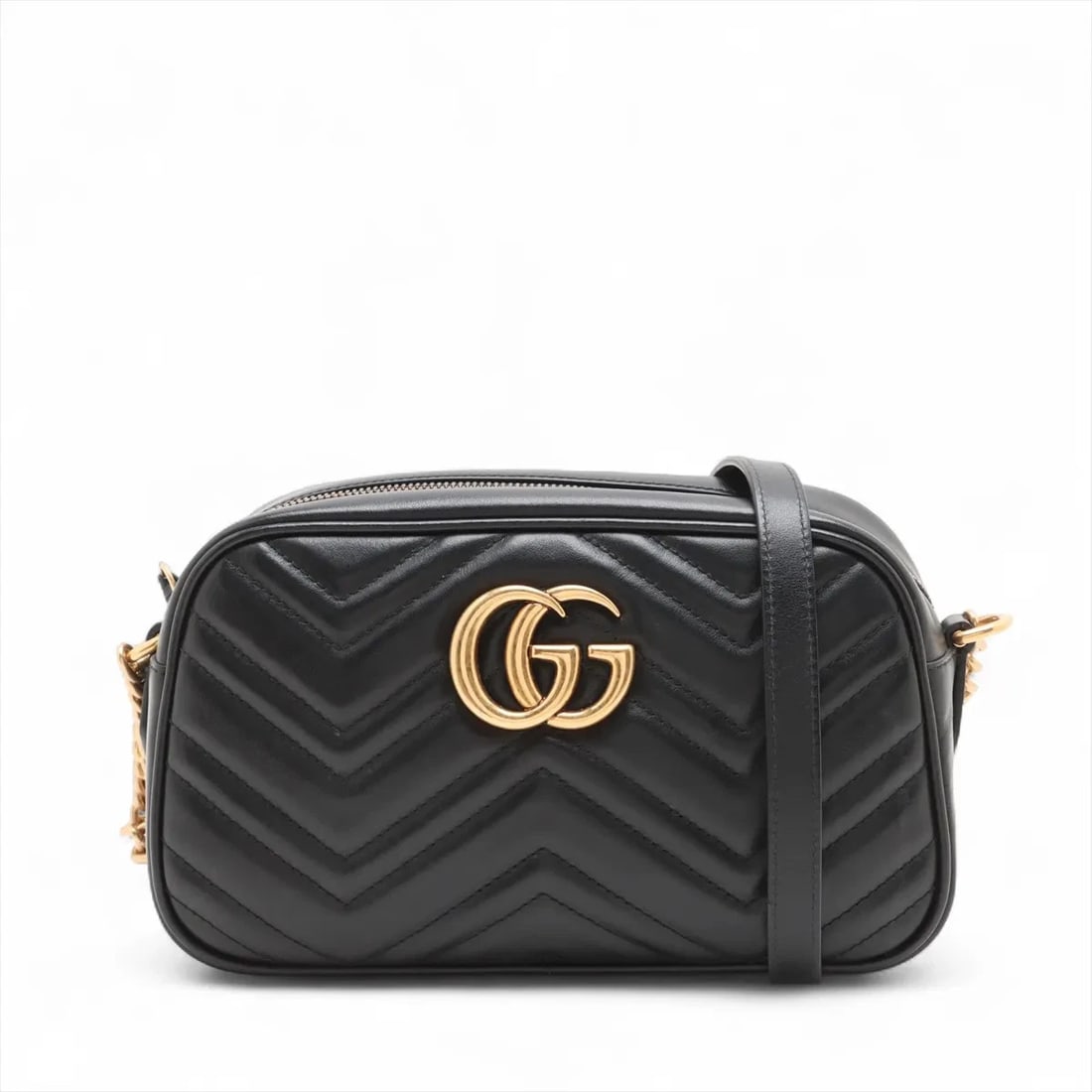 GUCCI GG MARMONT LEATHER CHAIN SHOULDER BAG: Gucci GG Marmont Leather Chain Shoulder Bag Brand: Gucci Type/Style: Shoulder bag Material: Leather Color: Black Size: Height:5.7inchLength:9.4inchDepth:2.8inch Accessories: None Accessori