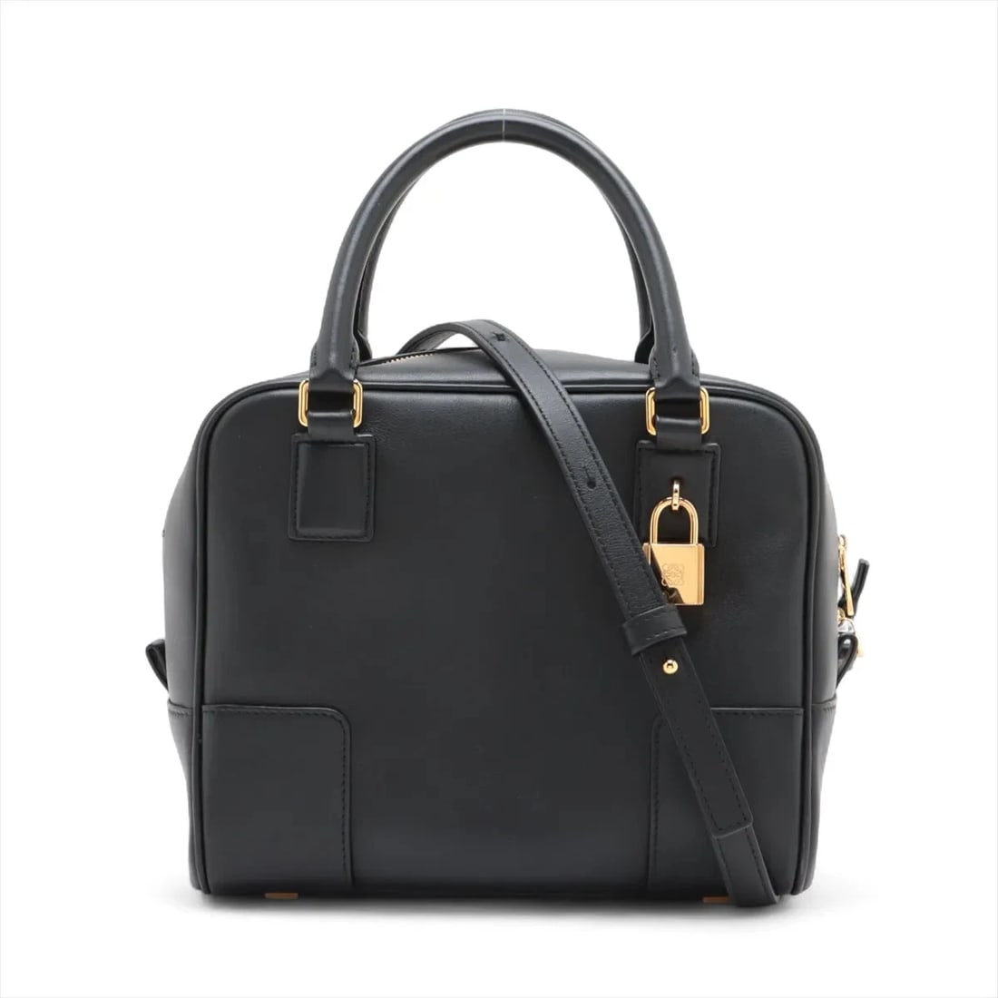 LOEWE AMAZONA 19 LEATHER 2 WAY HANDBAG BLACK (1 of 7)