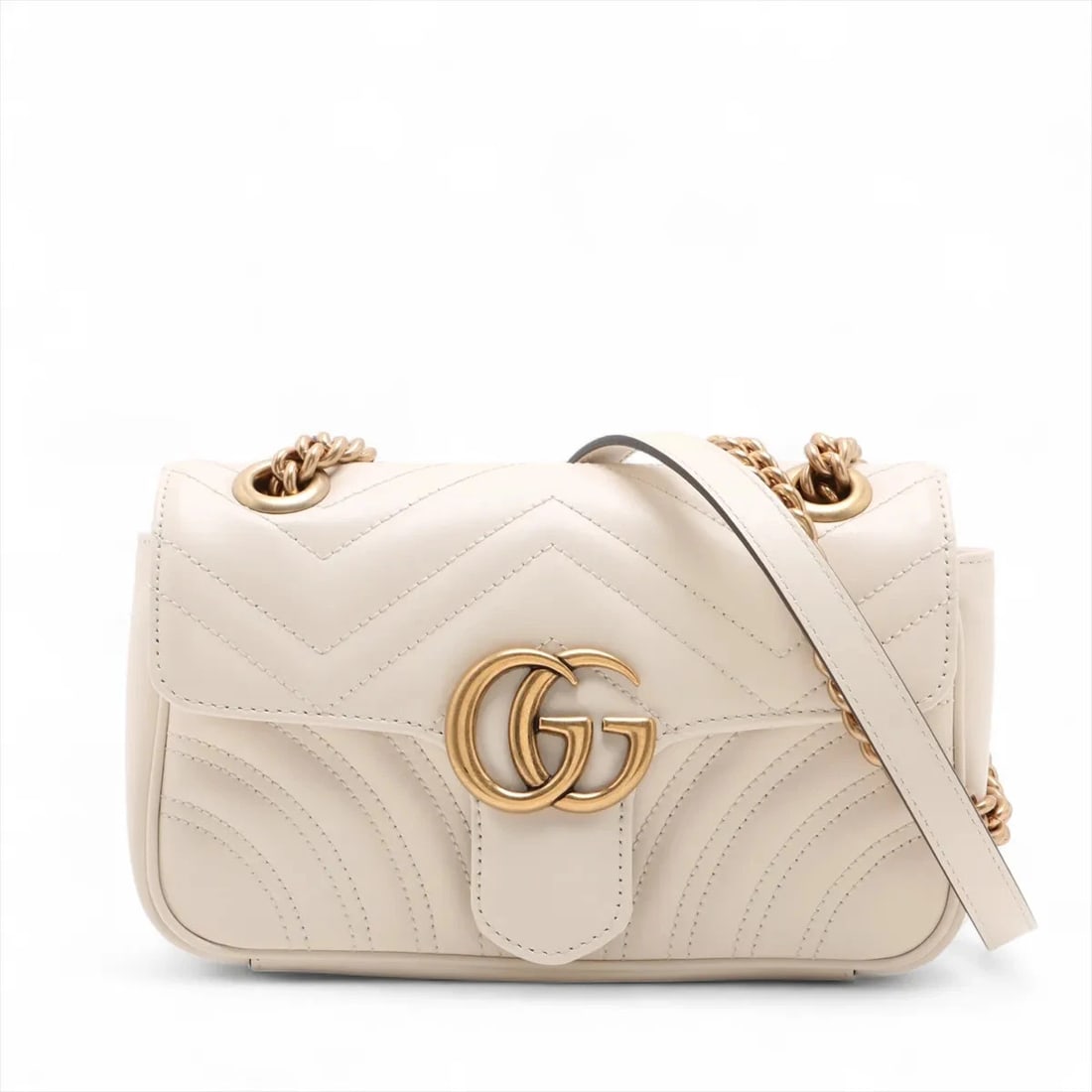 GUCCI GG MARMONT LEATHER CHAIN SHOULDER BAG WHITE: Gucci GG Marmont Leather Chain Shoulder Bag White Brand: Gucci Type/Style: Shoulder bag Material: Leather Color: White Size: Height:5.3inchLength:8.5inchDepth:2.4inch Accessories: None Acc