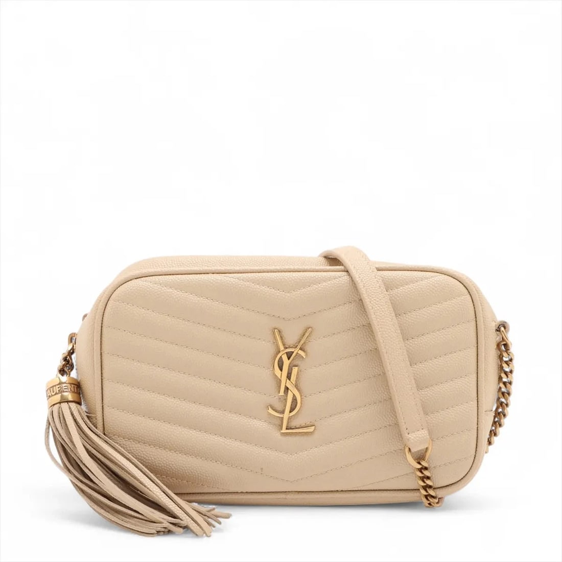 SAINT LAURENT PARIS ROUX LEATHER CHAIN SHOULDER BAG BEIGE: Saint Laurent Paris Roux Leather Chain Shoulder Bag Beige Brand: Saint Laurent Paris Type/Style: Shoulder bag Material: Leather Color: Beige Size: Height:4.7inchLength:7.5inchDepth:2.2inch Accesso