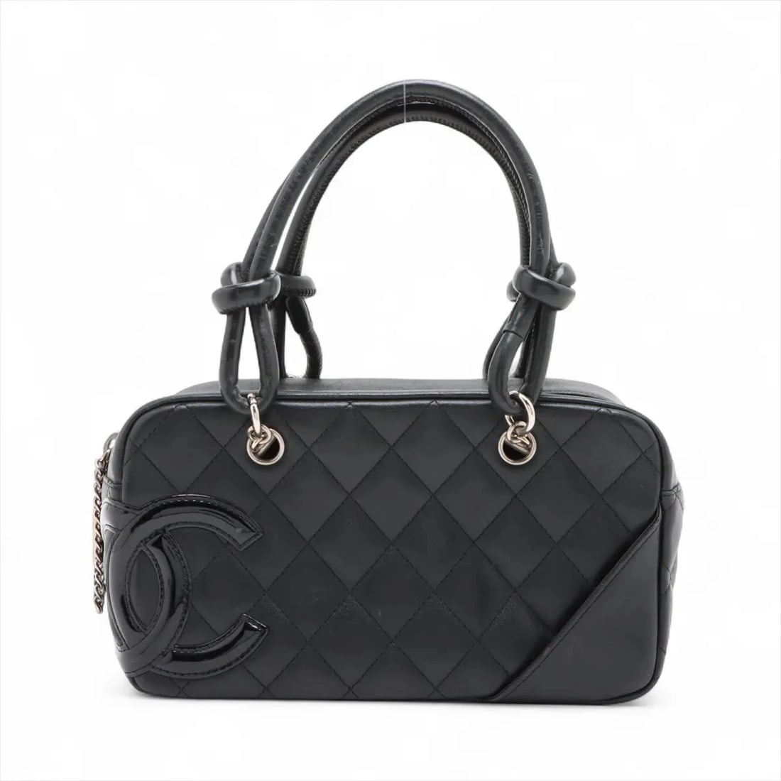 CHANEL CAMBON LINE LEATHER HAND BAG BLACK SILVER: Chanel Cambon Line Leather Hand bag Black Silver Brand: Chanel Type/Style: Hand bag Material: Leather Color: Black Size: Height:4.7inchLength:8.3inchDepth:3.5inch Accessories: None Accesso