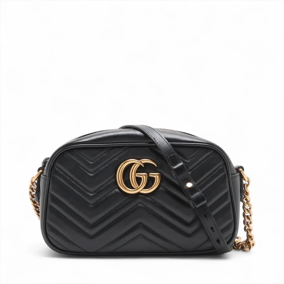 GUCCI GG MARMONT LEATHER CHAIN SHOULDER BAG BLACK: Gucci GG Marmont Leather Chain Shoulder Bag Black Brand: Gucci Type/Style: Shoulder bag Material: Leather Color: Black Size: Height:5.5inchLength:9.4inchDepth:2.8inch Accessories: None Acc