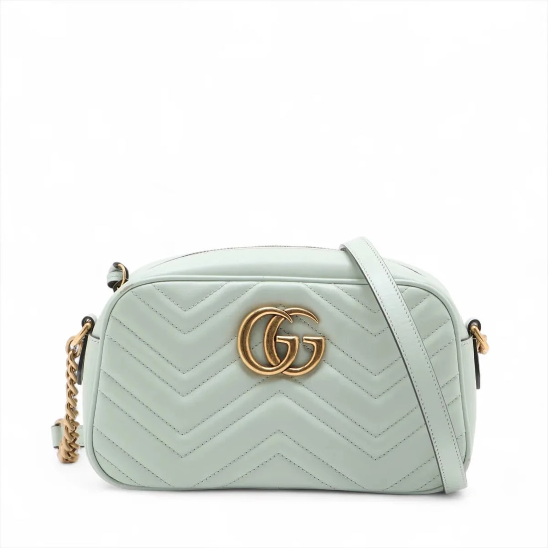 GUCCI GG MARMONT LEATHER CHAIN SHOULDER BAG GREEN: Gucci GG Marmont Leather Chain Shoulder Bag Green Brand: Gucci Type/Style: Shoulder bag Material: Leather Color: Green Size: Height:5.5inchLength:9.4inchDepth:2.8inch Accessories: None Acc