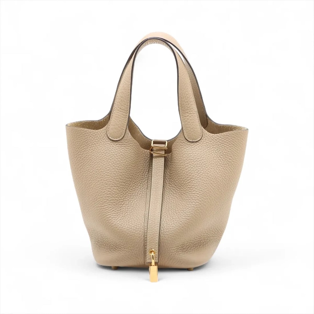 HERMES PICOTIN LOCK 18 PM TAURILLON CLEMENCE TRENCH: Hermes Picotin Lock 18 PM Taurillon Clemence Trench Brand: Hermes Type/Style: Hand bag Material: Taurillon Clemence Color: Trench Size: Height:7.5inchLength:7.3inchDepth:5.3inch Accessories: None