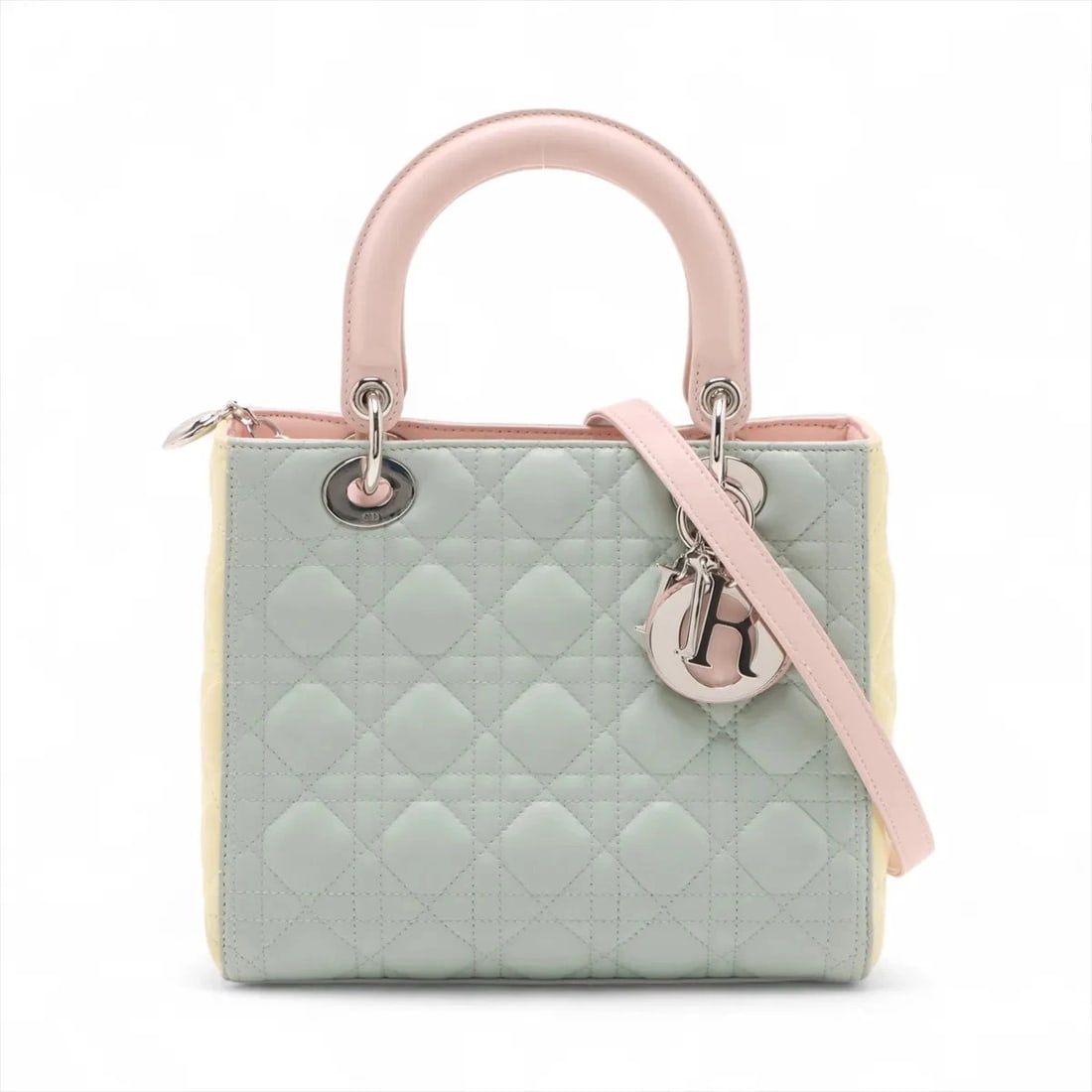 CHRISTIAN DIOR CANNAGE LADY DIOR LEATHER 2 WAY HANDBAG MULTICOLOR: Christian Dior Cannage Lady Dior Leather 2 Way Handbag Multicolor Brand: Christian Dior Type/Style: Hand bag Material: Leather Color: Multicolor Size: Height:7.7inchLength:9.3inchDepth:4.7inch Acc