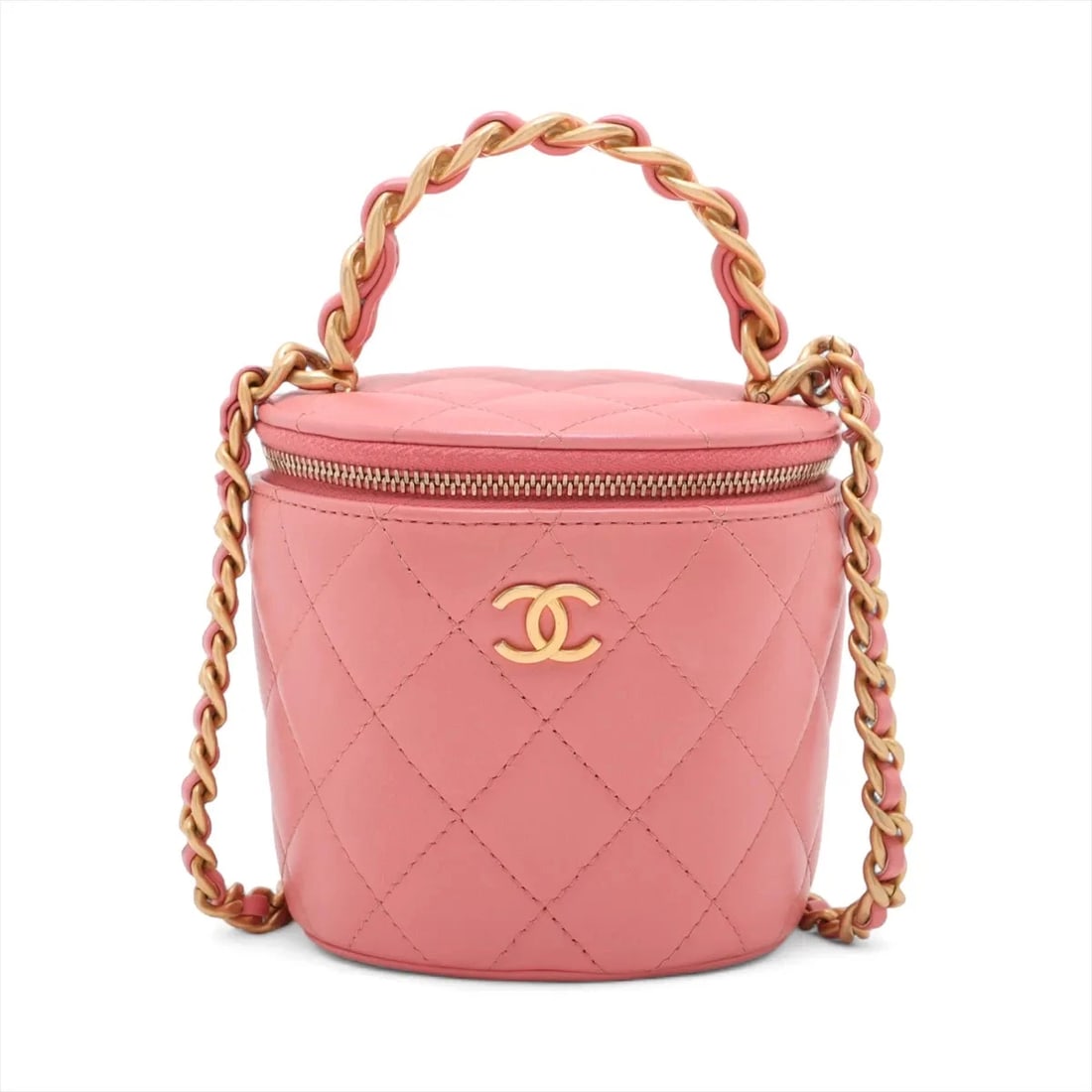 CHANEL MATELASSE LAMBSKIN CHAIN SHOULDER BAG: Chanel Matelasse Lambskin Chain Shoulder Bag Brand: Chanel Type/Style: Shoulder bag Material: Lambskin Color: Pink Size: Height:4.3inchLength:3.7inchDepth:3.0inch Accessories: None Accesso