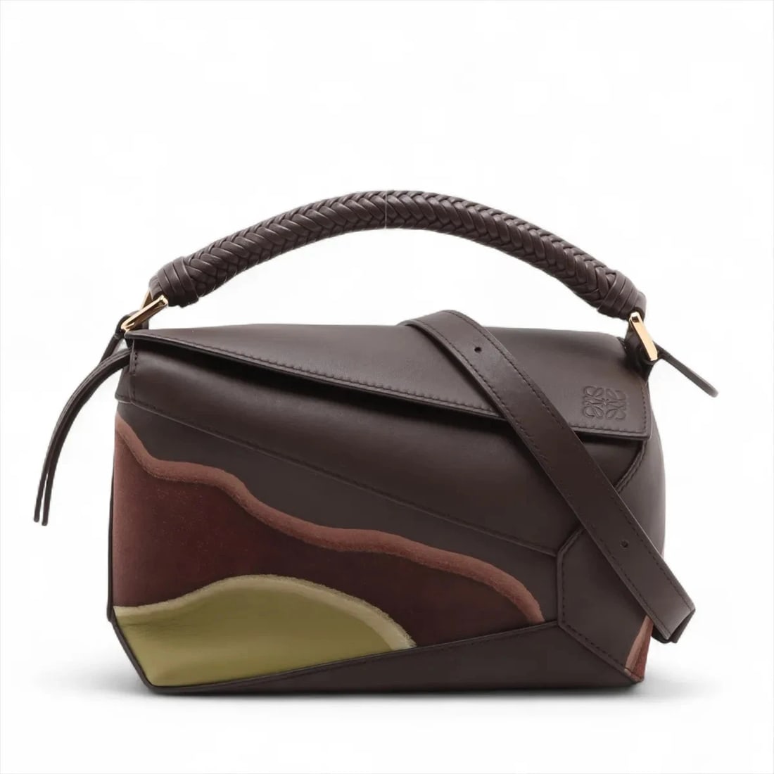 LOEWE PUZZLE BAG SMALL LEATHER 2 WAY HANDBAG BROWN (1 of 6)