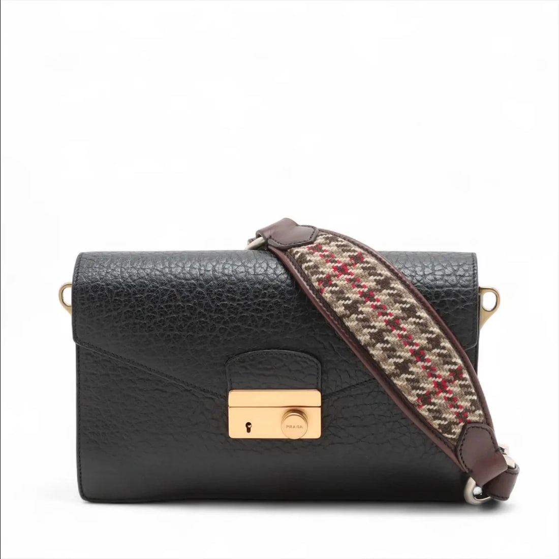 PRADA LEATHER SHOULDER BAG BLACK: Prada Leather Shoulder bag Black Brand: Prada Type/Style: Shoulder bag Material: Leather Color: Black Size: Height:5.7inchLength:9.4inchDepth:2.6inch Accessories: None Accessories Notice: