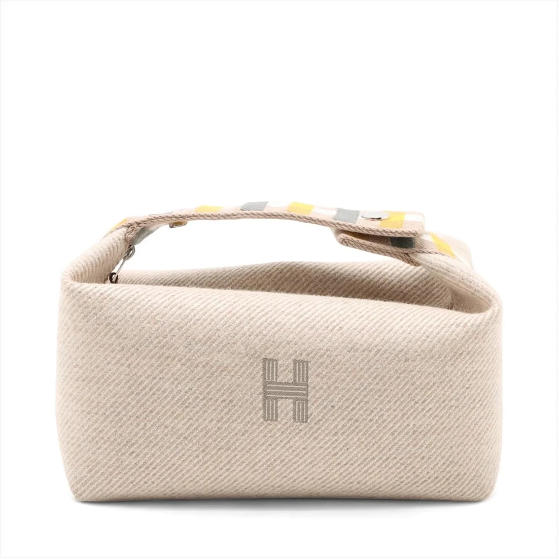 HERMES BRID A BLACK PM WOOL BEIGE SILVER: Hermes Brid A Black PM Wool Beige Silver Brand: Hermes Type/Style: Hand bag Material: Wool Color: Beige Size: Height:5.3inchLength:8.3inchDepth:4.5inch Accessories: None Accessories Notice