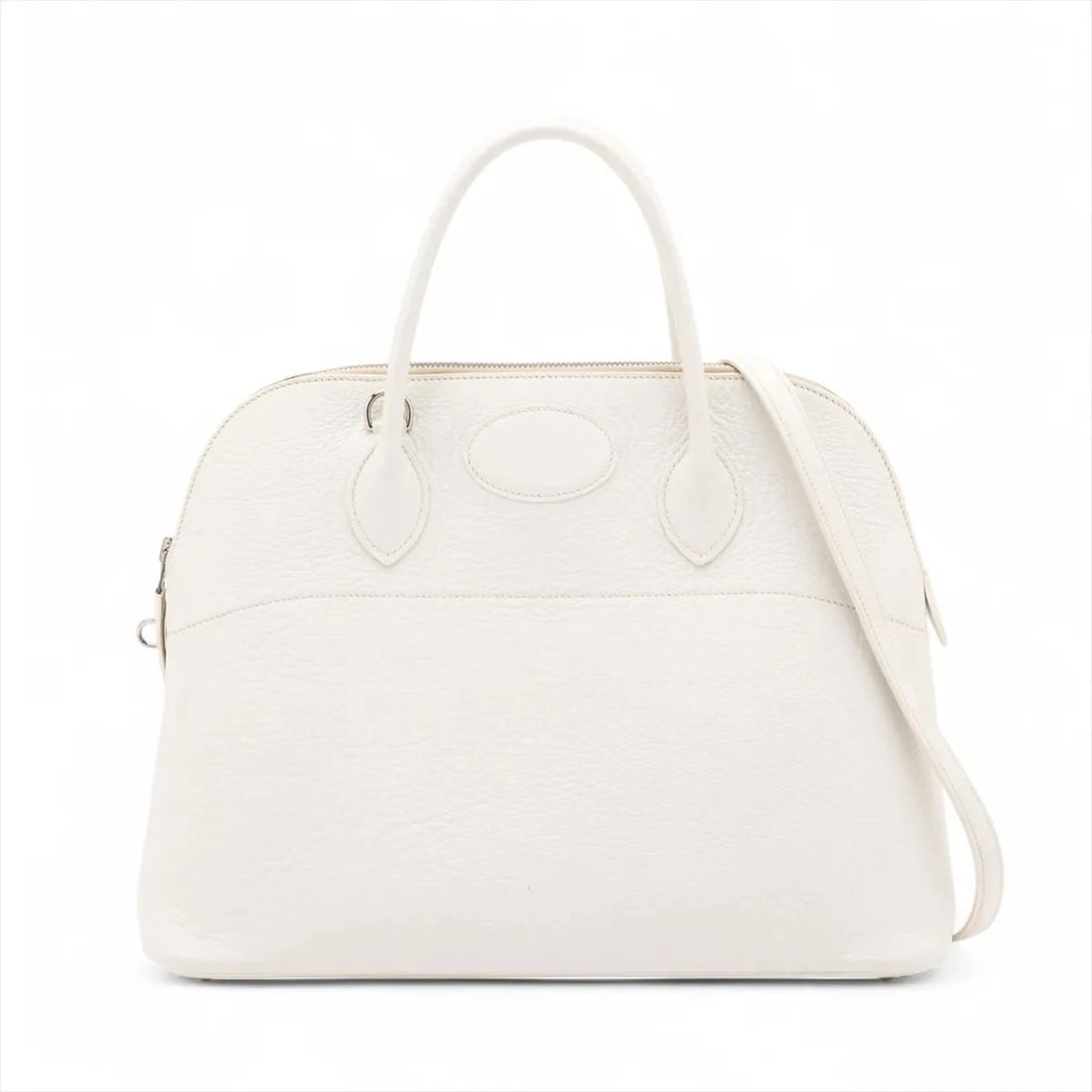 HERMES BOLIDE 35 BUFFLE WHITE SILVER METAL: Hermes Bolide 35 Buffle White Silver Metal Brand: Hermes Type/Style: Hand bag Material: Buffle Color: White Size: Height:10.6inchLength:13.8inchDepth:5.5inch Accessories: None Accessories