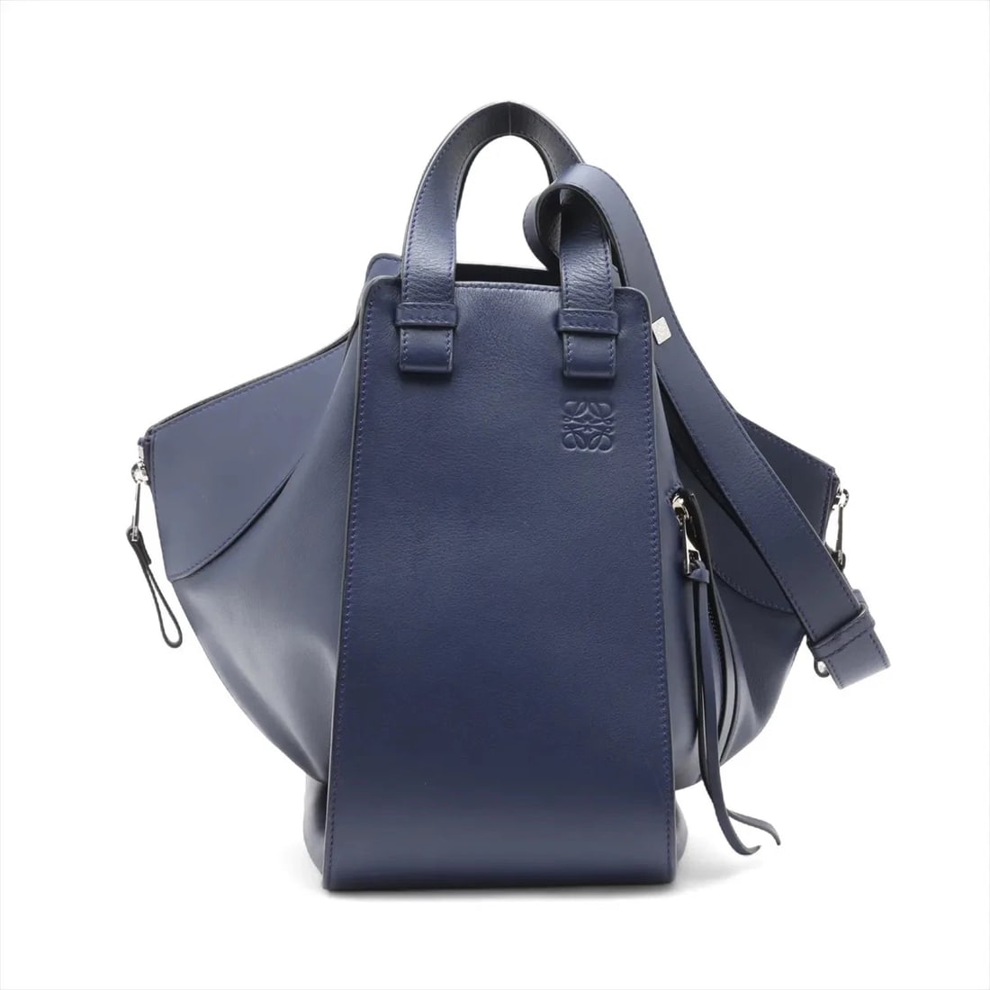 LOEWE HAMMOCK MEDIUM LEATHER 2 WAY HANDBAG NAVY BLUE (1 of 6)