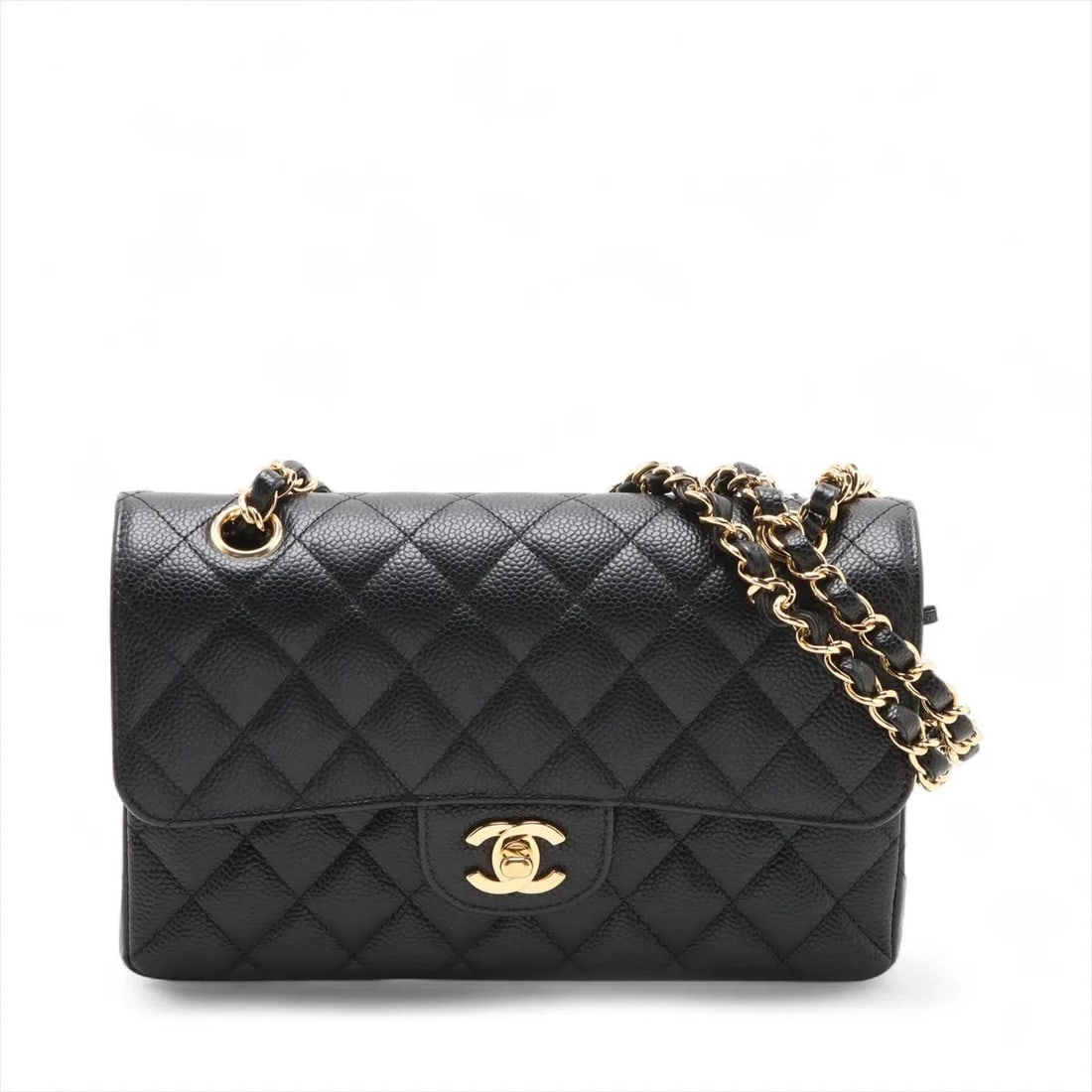 CHANEL MATELASSE 23 SMALL GRAINED CALFSKIN CHAIN BAG BLACK: Chanel Matelasse 23 Small Grained Calfskin Chain Bag Black Brand: Chanel Type/Style: Shoulder bag Material: Caviar Skin Color: Black Size: Height:5.5inchLength:9.1inchDepth:2.4inch Accessories: No