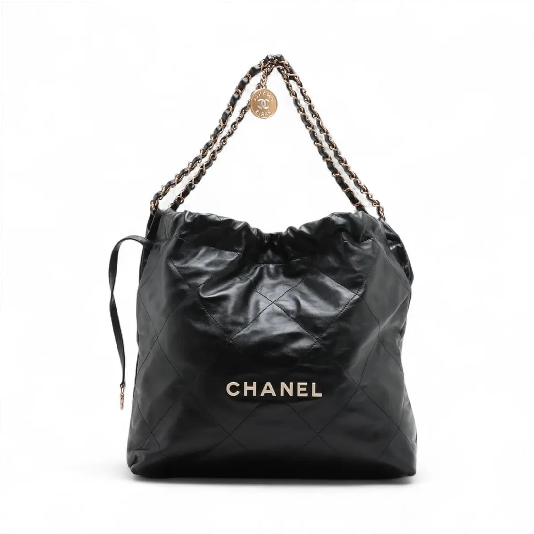 CHANEL CHANEL 22 SHINY CALFSKIN CHAIN SHOULDER BAG: Chanel Chanel 22 shiny calfskin Chain Shoulder Bag Brand: Chanel Type/Style: Shoulder bag Material: shiny calfskin Color: Black Size: Height:13.6inchLength:13.4inchDepth:3.0inch Accessories: None