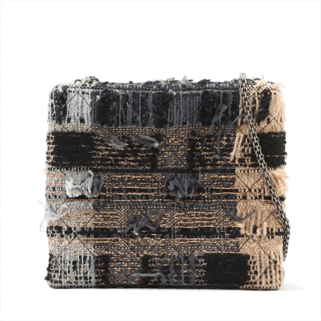 CHANEL COCO MARK TWEED X LEATHER CHAIN SHOULDER BAG: Chanel Coco Mark tweed x leather Chain Shoulder Bag Brand: Chanel Type/Style: Shoulder bag Material: Tweed x Leather Color: Black x gold x gray Size: Height:7.1inchLength:8.5inchDepth:3.1inch Acce