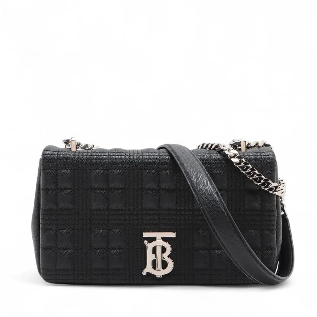 BURBERRY TB LOLA LEATHER CHAIN SHOULDER BAG BLACK: Burberry TB Lola Leather Chain Shoulder Bag Black Brand: Burberry Type/Style: Shoulder bag Material: Leather Color: Black Size: Height:5.1inchLength:9.1inchDepth:2.0inch Accessories: None