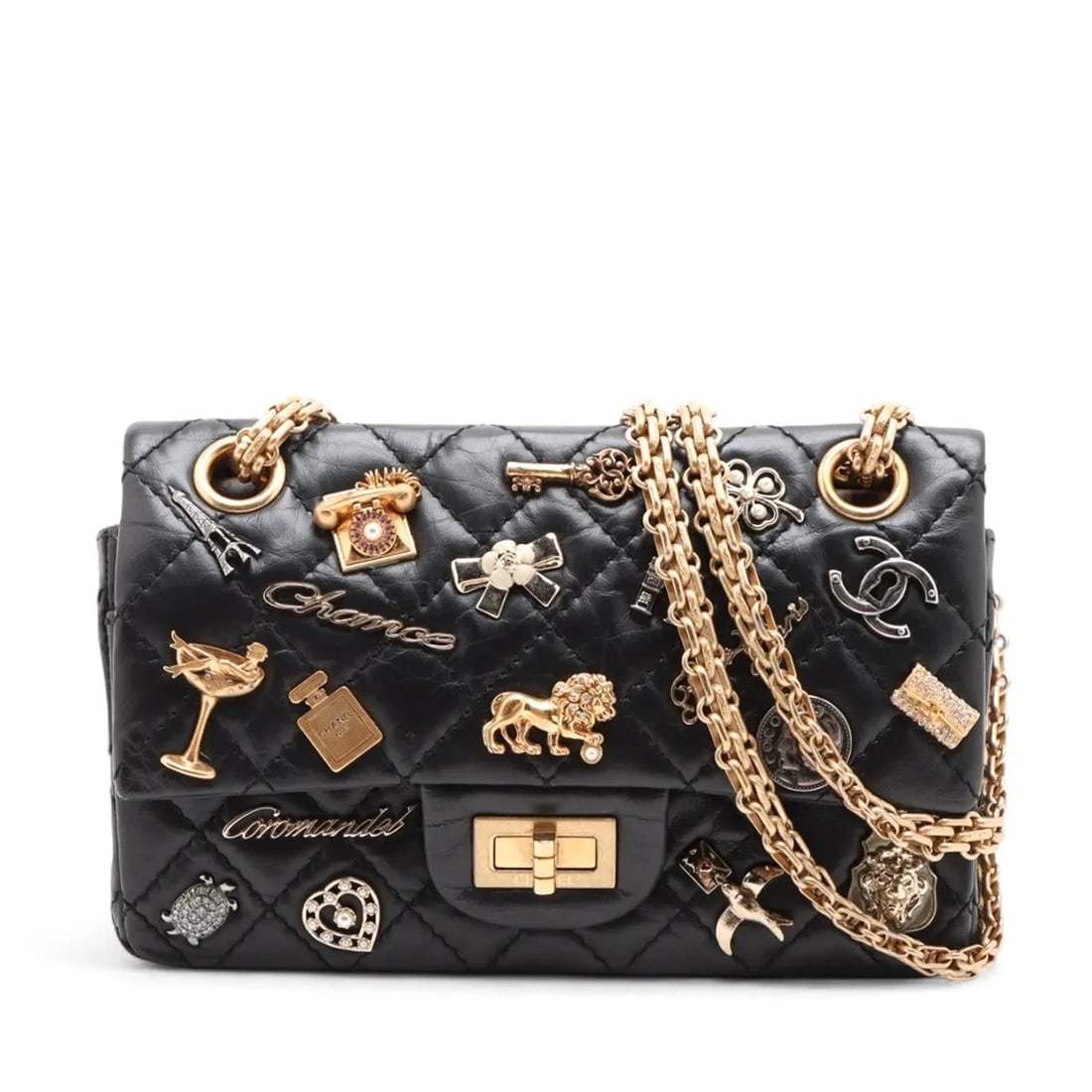 CHANEL MATELASSE MINI CALF CHAIN BAG BLACK: Chanel Matelasse Mini calf Chain Bag Black Brand: Chanel Type/Style: Shoulder bag Material: calf Color: Black Size: Height:4.9inchLength:7.7inchDepth:3.1inch Accessories: None Accessories