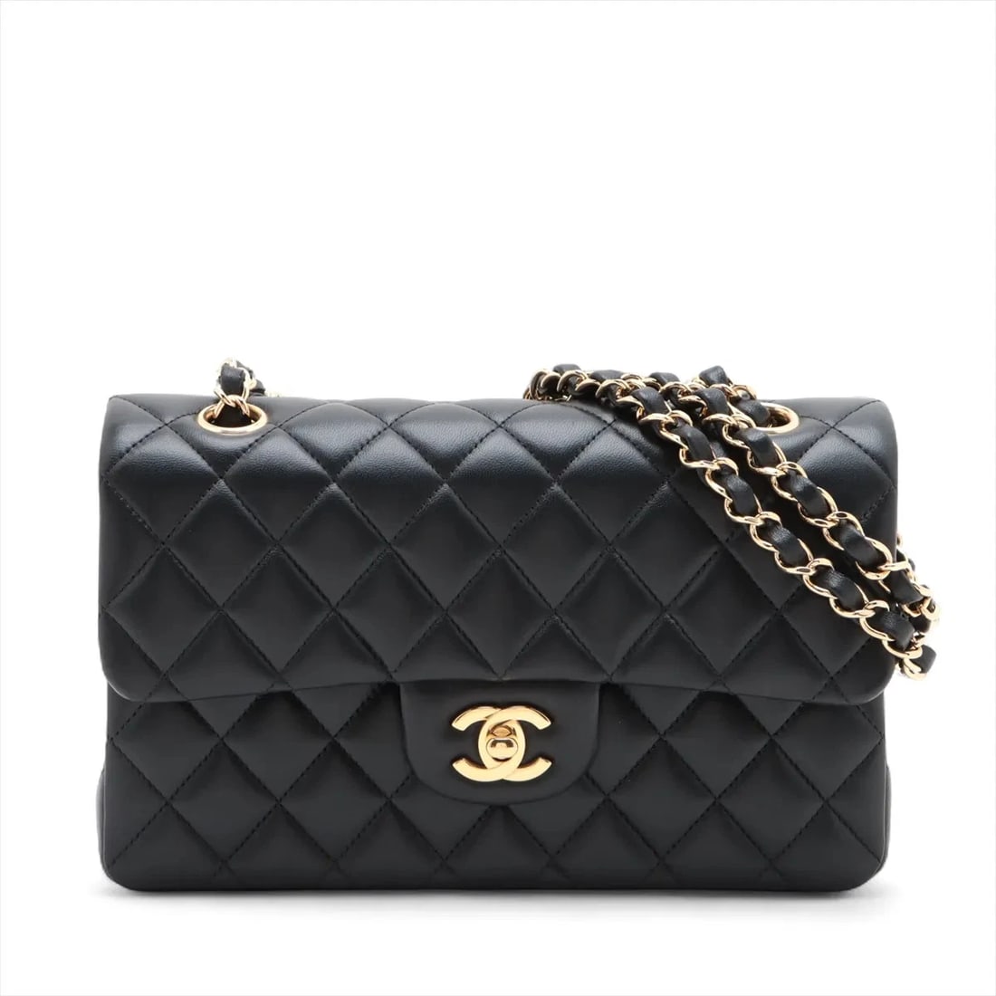 CHANEL MATELASSE 23 SMALL LAMBSKIN DOUBLE FLAP DOUBLE CHAIN BAG BLACK: Chanel Matelasse 23 Small Lambskin Double Flap Double Chain Bag Black Brand: Chanel Type/Style: Shoulder bag Material: Lambskin Color: Black Size: Height:5.7inchLength:8.9inchDepth:2.4inch Accesso