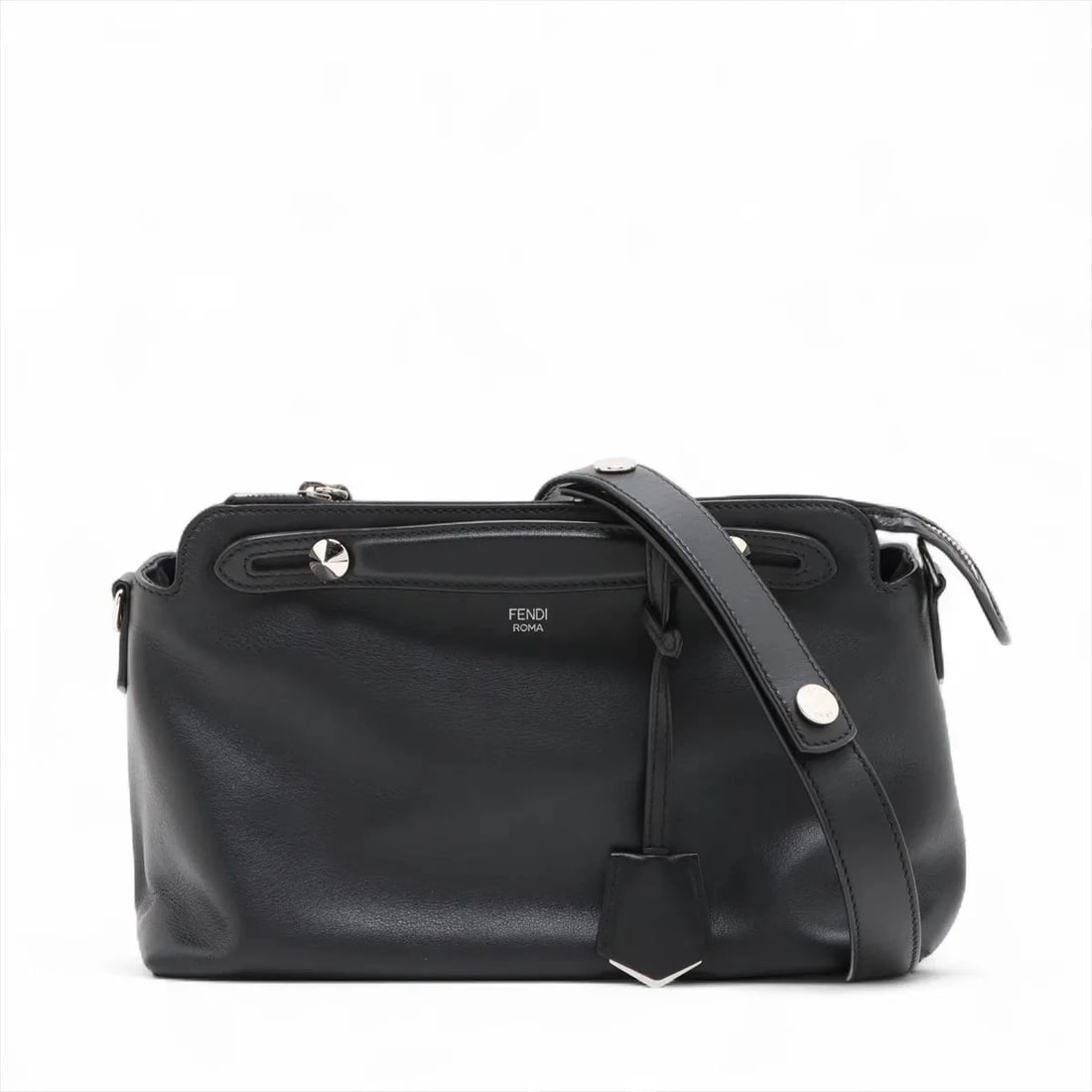 FENDI BY THE WAY MEDIUM LEATHER 2 WAY HANDBAG BLACK: Fendi By the Way Medium Leather 2 Way Handbag Black Brand: Fendi Type/Style: Hand bag Material: Leather Color: Black Size: Height:6.5inchLength:11.0inchDepth:4.9inch Accessories: None Acce