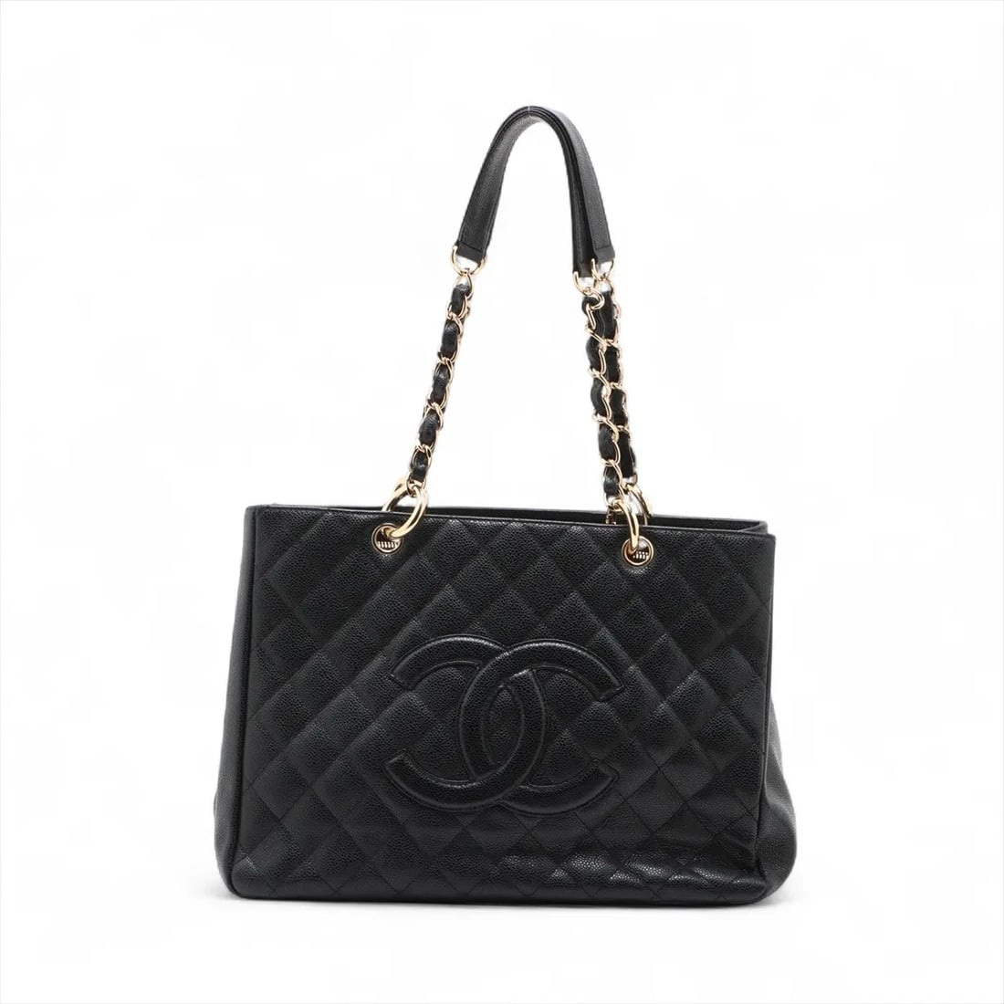 CHANEL GST CAVIAR SKIN CHAIN TOTE BAG BLACK GOLD: Chanel GST Caviar Skin Chain Tote Bag Black Gold Brand: Chanel Type/Style: Tote bag Material: Caviar Skin Color: Black Size: Height:9.8inchLength:13.2inchDepth:5.3inch Accessories: None Ac