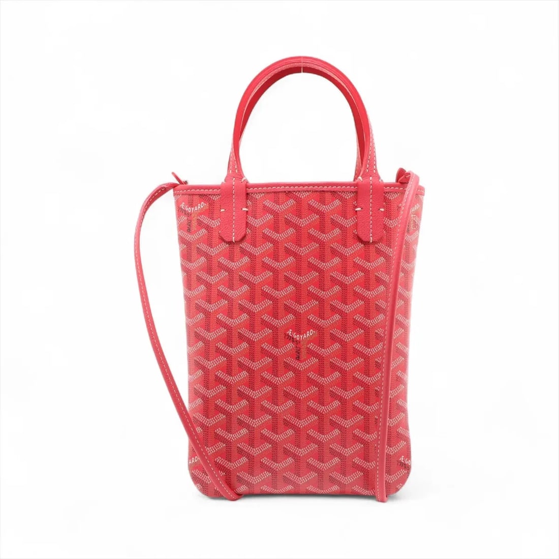 GOYARD POITIERS CLAIRVOIS PVC & LEATHER 2 WAY SHOULDER BAG: Goyard Poitiers Clairvois PVC & leather 2 Way Shoulder Bag Brand: Goyard Type/Style: Shoulder bag Material: PVC & leather Color: Pink Size: Height:9.4inchLength:6.7inchDepth:0.8inch Accessories: N