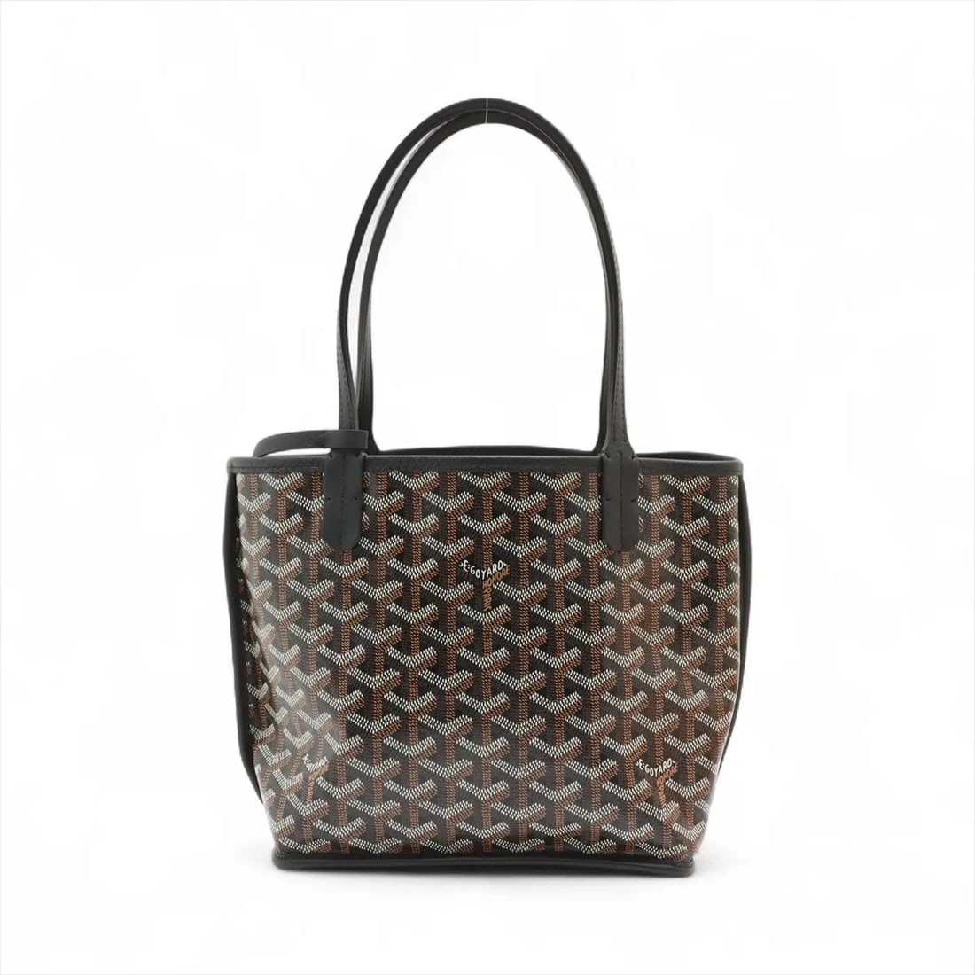 GOYARD ANJOU MINI PVC & LEATHER TOTE BAG BLACK: Goyard Anjou Mini PVC & leather Tote bag Black Brand: Goyard Type/Style: Tote bag Material: PVC & leather Color: Black Size: Height:7.9inchLength:8.3inchDepth:3.9inch Accessories: None Acc