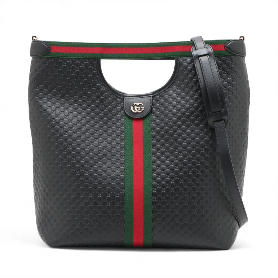 GUCCI GUCCISSIMA LEATHER 2 WAY SHOULDER BAG BLACK (1 of 6)