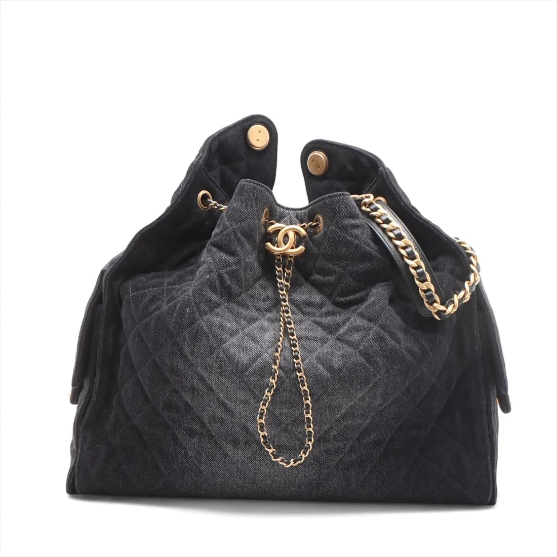 CHANEL CHANEL 25 LARGE DENIM CHAIN SHOULDER BAG: Chanel Chanel 25 Large Denim Chain Shoulder Bag Brand: Chanel Type/Style: Shoulder bag Material: Denim Color: Gray Size: Height:16.1inchLength:14.0inchDepth:5.9inch Accessories: None Acces