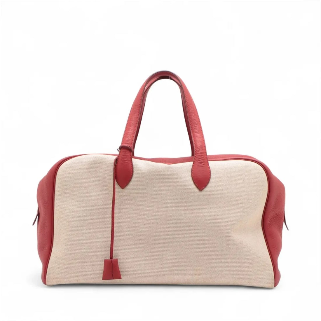 HERMES VICTORIA 45 TOILE ASH BUFFLE ROUGE VIFX BEIGE (1 of 6)
