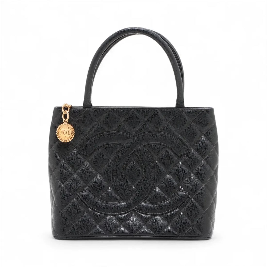 CHANEL RE-RELEASE CAVIAR SKIN TOTE BAG BLACK GOLD METAL: Chanel Re-release Caviar Skin Tote bag Black Gold Metal Brand: Chanel Type/Style: Tote bag Material: Caviar Skin Color: Black Size: Height:9.6inchLength:11.8inchDepth:5.9inch Accessories: None
