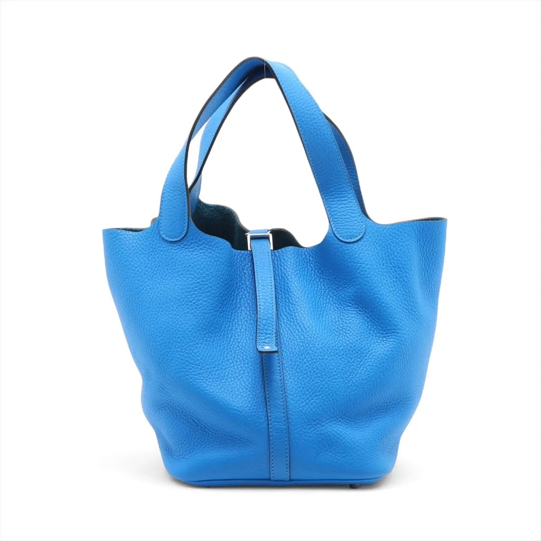 HERMES PICOTIN LOCK 22 MM TAURILLON CLEMENCE BLUE: Hermes Picotin Lock 22 MM Taurillon Clemence Blue Brand: Hermes Type/Style: Hand bag Material: Taurillon Clemence Color: Blue hydra Size: Height:8.5inchLength:8.7inchDepth:6.9inch Accessories: Non