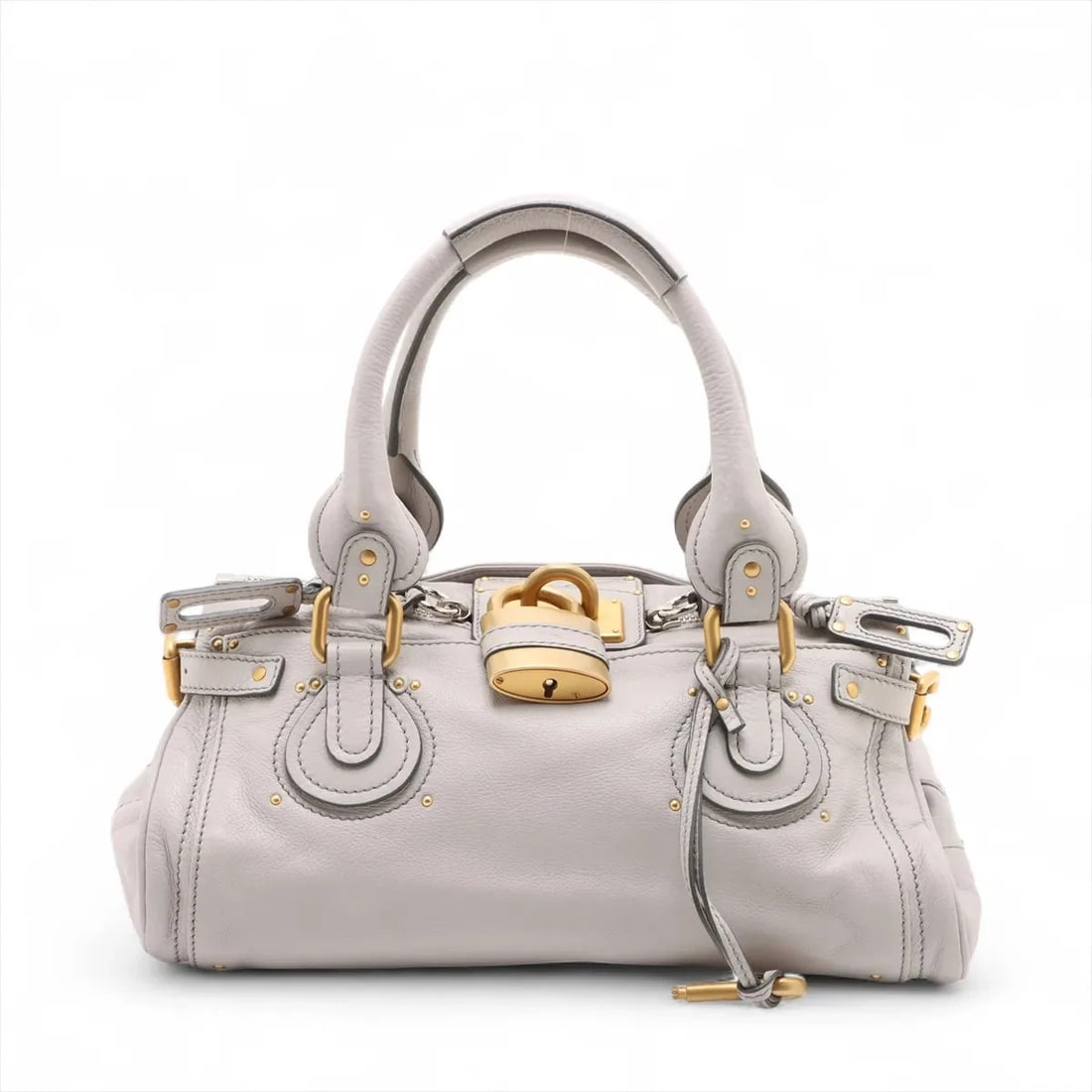 CHLOE PADDINGTON LEATHER HAND BAG GRAY: Chloe Paddington Leather Hand bag Gray Brand: Chloe Type/Style: Hand bag Material: Leather Color: Gray Size: Height:6.5inchLength:14.6inchDepth:7.9inch Accessories: None Accessories Notice