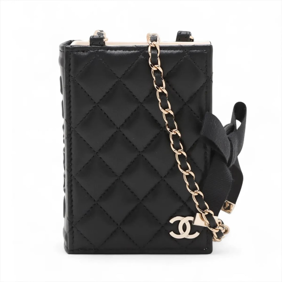 CHANEL MATELASSE LAMBSKIN CHAIN SHOULDER BAG BOOK: Chanel Matelasse Lambskin Chain Shoulder Bag book Brand: Chanel Type/Style: Shoulder bag Material: Lambskin Color: Black Size: Height:4.3inchLength:3.0inchDepth:1.2inch Accessories: None A