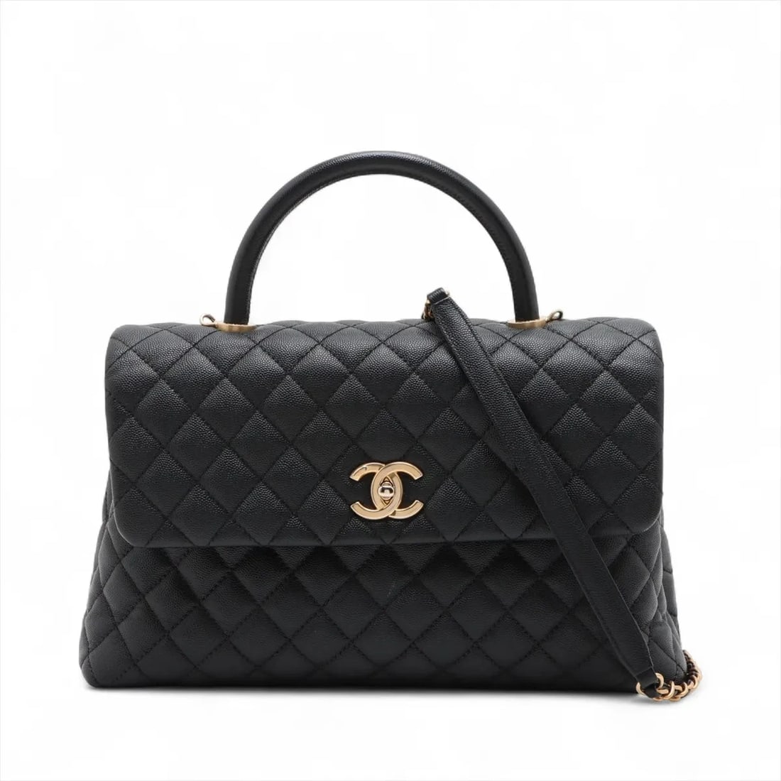 CHANEL COCO HANDLE 33 M CAVIAR SKIN 2 WAY HANDBAG BLACK: Chanel Coco handle 33 M Caviar Skin 2 Way Handbag Black Brand: Chanel Type/Style: Hand bag Material: Caviar Skin Color: Black Size: Height:7.9inchLength:12.6inchDepth:4.5inch Accessories: None