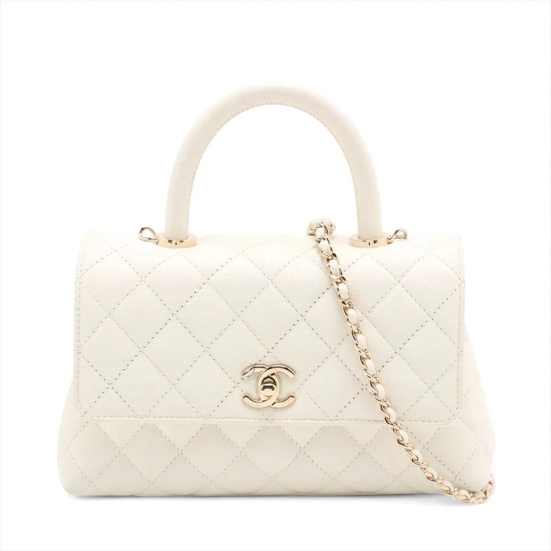 CHANEL COCO HANDLE 24 XS CANVAS 2 WAY HANDBAG WHITE: Chanel Coco handle 24 XS canvas 2 Way Handbag White Brand: Chanel Type/Style: Hand bag Material: canvas Color: White Size: Height:5.7inchLength:9.1inchDepth:3.5inch Accessories: None Acces