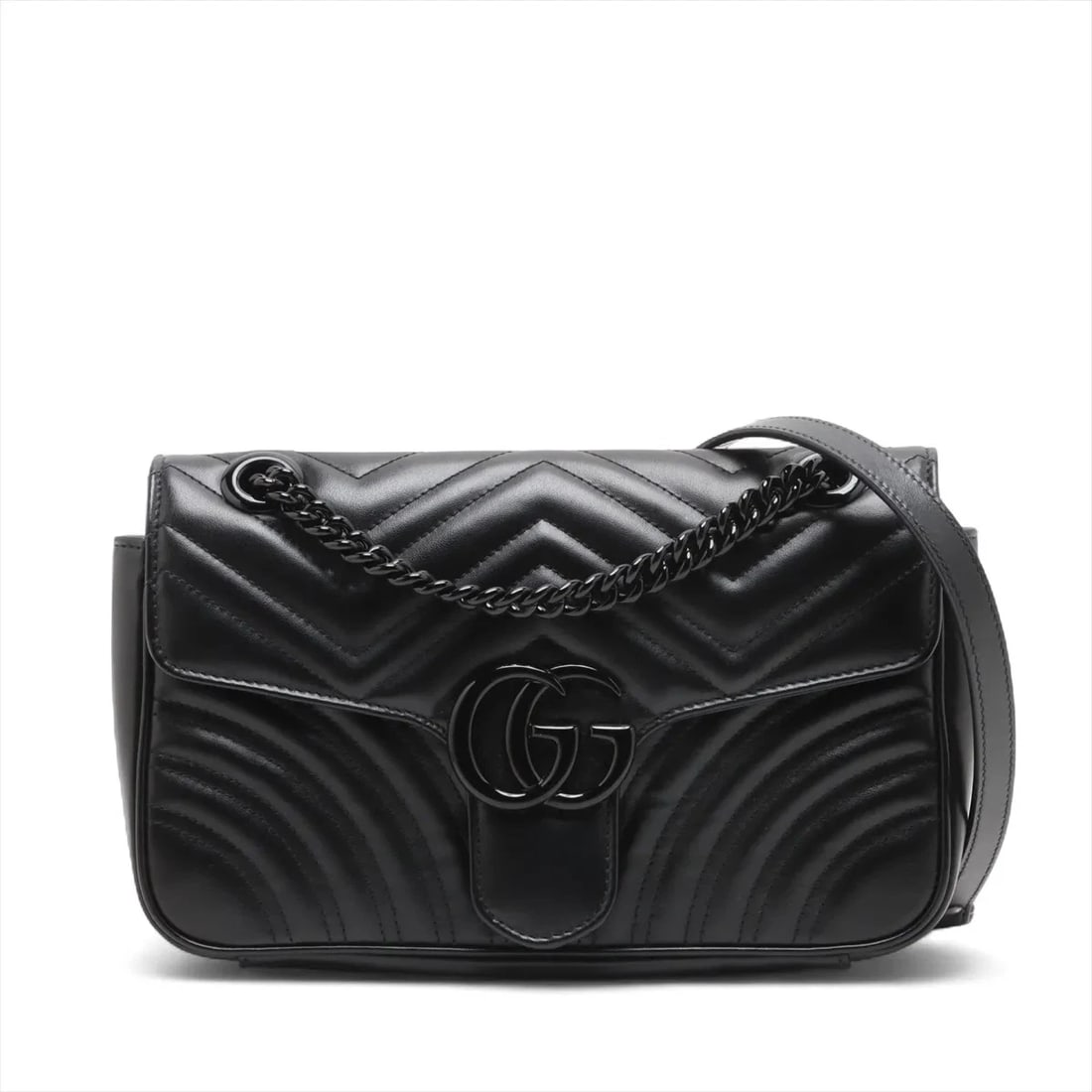GUCCI GG MARMONT LEATHER CHAIN SHOULDER BAG BLACK (1 of 5)