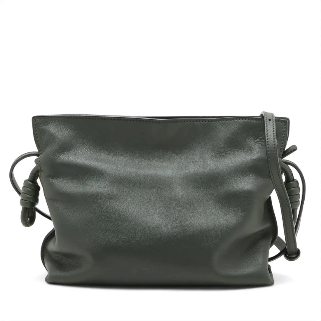 LOEWE FLAMENCO CLUTCH MINI LEATHER 2 WAY SHOULDER BAG: Loewe Flamenco clutch Mini Leather 2 Way Shoulder Bag Brand: Loewe Type/Style: Shoulder bag Material: Leather Color: Dark green Size: Height:6.9inchLength:9.1inchDepth:3.0inch Accessories: None