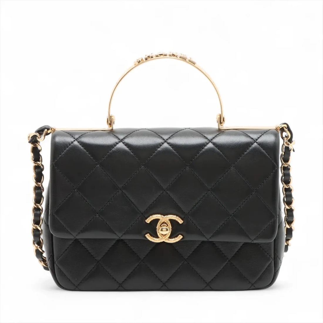 CHANEL MATELASSE LAMBSKIN 2 WAY SHOULDER BAG BLACK: Chanel Matelasse Lambskin 2 Way Shoulder Bag Black Brand: Chanel Type/Style: Shoulder bag Material: Lambskin Color: Black Size: Height:5.7inchLength:7.9inchDepth:2.2inch Accessories: None